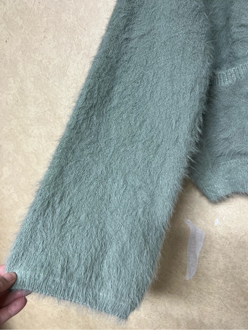 Listicle light green soft fuzzy button front cardigan sweater oversized - Picture 6 of 10